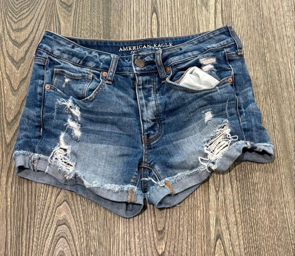 American Eagle Outfitters Women's Tomgirl Stretch Cotton Denim Shorts Blue Sz 6